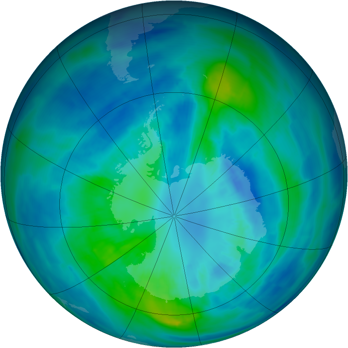 Antarctic ozone map for 05 April 2014